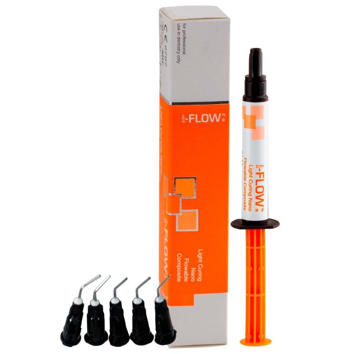 Fogorvosi Rendelő/FOGÁSZATI ANYAGOK/Endodontiai anyagok - i-FLOW kompozit folyadék, III., IV., V. osztályú pótlásokhoz, 1 x 5g fecskendő, 5 hegy, A2, A3 árnyalatok