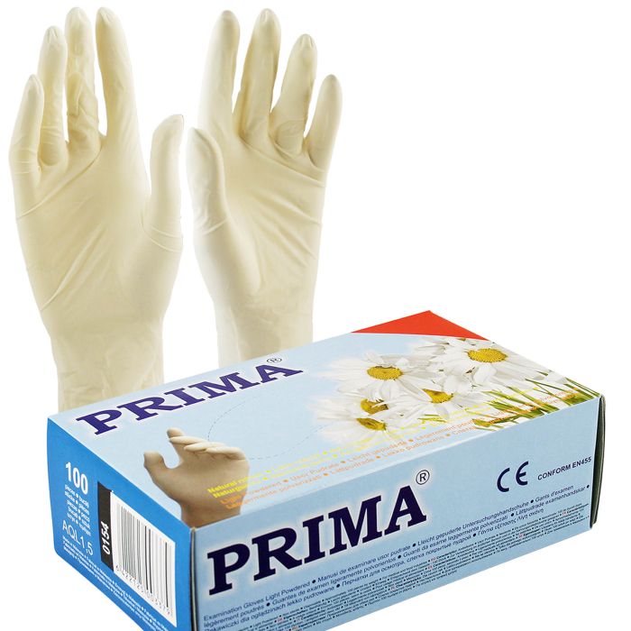 Orvosi gyakorlat/Kozmetikai SPA/Ruházati Kesztyűk Kozmetikai Eljárásokhoz - Fehér PRIMA, nem steril, latex sebészeti kesztyű, többféle méretben, 100db