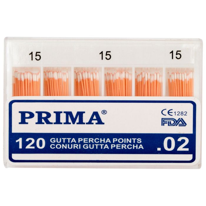 Fogorvosi Rendelő/Papírcsúcsok és Guttapercha/Gutaperca Csúcsok - Gutta Percha pontok PRIMA .02, no.15-40, többféle szín, 120 db
