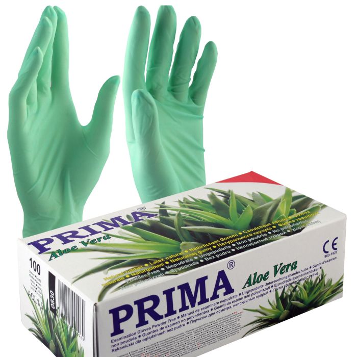 Orvosi gyakorlat/Kozmetikai SPA/Ruházati Kesztyűk Kozmetikai Eljárásokhoz - PRIMA latex vizsgálókesztyű, aloe verával, 100 db