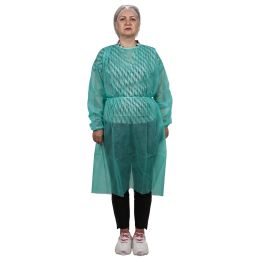 Orvosi gyakorlat/Kozmetikai SPA/Fogorvosi Rendelő - PRIMA Egyszer használatos izolációs köpeny, zöld, 10 darab
