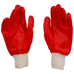 Higiénia és biztonság/Védőkesztyűk/Vegyi anyagokkal szemben ellenálló kesztyűk - PVC vegyszerálló kesztyű textil alátéttel, XL, 27 cm, piros