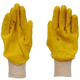 Higiénia és biztonság/Védőkesztyűk/Vegyi anyagokkal szemben ellenálló kesztyűk - Textil védőkesztyű, 25 cm, részben gumival bevont, sárga, XL