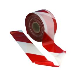 Higiénia és biztonság/Jelző- és biztonsági indikátor táblák/Jelző- és megjelölő cikkek - Hozzáférési korlátozó szalag, nem ragasztós, fehér-piros, 7cm x 200m