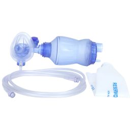 Orvosi gyakorlat/ELSŐSEGÉLY - LÉGZÉS/Elsősegély újraélesztés - PVC újraélesztő készülék csecsemők számára, oxigéncső 200 cm, oxigénmaszk nr.1, tartály kapacitása 280 ml