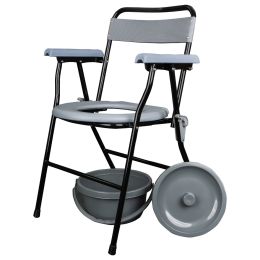 Orvosi gyakorlat/ÁPOLÁS MOZGÁSKORLÁTOZOTT BETEGEK SZÁMÁRA/Mozgáskorlátozott Betegek Termékei - JL899 Összecsukható WC-fotel kivehető WC-vödörrel, karfákkal, max. 100 kg