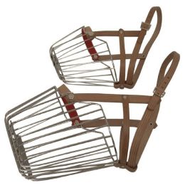 Állatorvosi/Kisállatok ruházata és kiegészítői/Kisállatok kiegészítői - Fém kutyaszájkosár bőrpánttal, 8-as méret