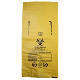 Orvosi gyakorlat/Fogorvosi Rendelő/Fertőző Orvosi Hulladék - Sárga zacskók BIOHAZARD ADR 60 liter 520x700x0,05mm 50db/szett