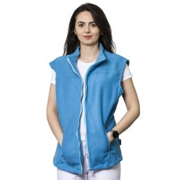 Munkaruhák/PROFESSZIONÁLIS EGYENRUHÁK/Polár fleece ruházat - Unisex orvosi mellény polár szőrme VIO, tunika stílusú, cipzárral és 2 zsebbel, kék, M
