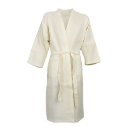 Köntösök - Fürdőköpeny Gofer Kimono, csavart pamutfonalból, kezeletlen pamutból, meztelen, 100% pamut, S, M, L, XL, 220gr/m2 1 darab