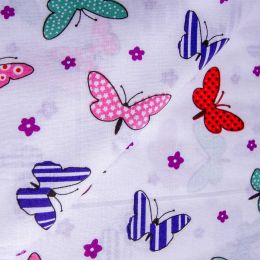 Szövetek és Varrási Kiegészítők/Szövetek/Nyomott Szövetek - Textil szövet, pamut, pillangók, 2,4 x 1m