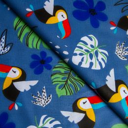 Szövetek és Varrási Kiegészítők/Szövetek/Nyomott Szövetek - Textil anyag, pamut, papagájok, 2,4 x 1m